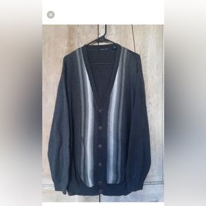 Gray Striped Cardigan Sweater